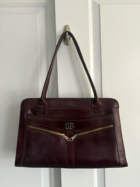 Vintage Leather GG Oxblood Red Shoulder Bag 1970s